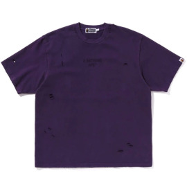 BAPE短袖T恤做旧破洞宽松纯色百搭日本DAMAGED GARMENT DYED