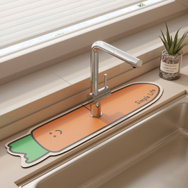 厨房硅藻泥吸水垫洗手台，洗漱台水池窄边沥水垫卫生间水龙头台面垫