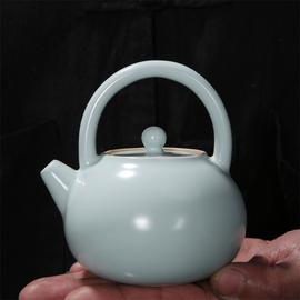汝窑茶壶提梁壶小号泡茶壶陶瓷茶具开片汝瓷可养家用复古手工单壶