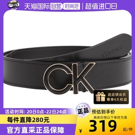 自营Calvin Klein/凯文克莱 女士黑色牛皮腰带皮带