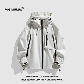 FOG MURUA美式机能风冲锋衣纯色连帽男复古宽松潮流山系户外外套