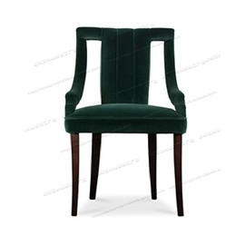 后现代简约实木餐椅 墨绿色绒布艺轻奢可定制餐厅咖啡厅家用椅子