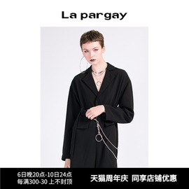 Lapargay纳帕佳春季女装黑色裤子个性时尚休闲裤西装式连身裤