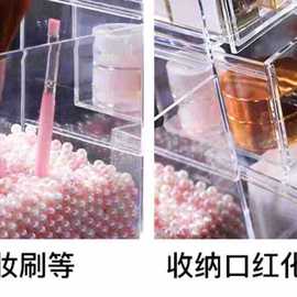 多用化妆刷桶眉笔美妆刷子化妆品桌面收纳盒笔筒刷防尘有盖无珍珠