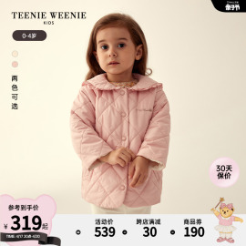 TeenieWeenie Kids小熊童装23年款秋冬女宝宝翻领花边领棉服外套