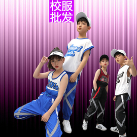 韩版专属 背心街舞套装男童嘻哈表演服装女童hiphop演出服 团体服