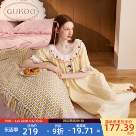 Gukoo/果壳睡衣女白雪公主夏公主风家居服泡泡袖中长款睡裙B