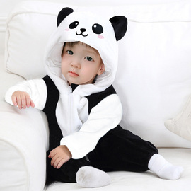 2024熊猫睡衣连体法兰绒儿童，秋冬季爬服毛绒可爱小童宝宝哈衣