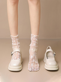 日系厚底玛丽珍鞋女法式白色，粗高跟单鞋小个子，增高jk配裙子小皮鞋