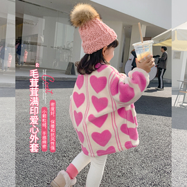 图图的商店女童秋冬装2023儿童加绒外套毛绒外衣宝宝加厚上衣