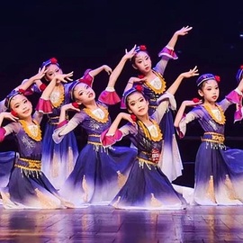 少儿新疆舞演出服手鼓舞56个民族少数民族维族维吾尔族舞蹈大摆裙