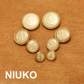 NIUKO服饰辅料 海军船锚白色精致针织开衫外套金色纽扣钮扣子DIY