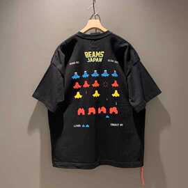 BEAMS JAPAN TEE 富士山卡通图案日系重磅宽松情侣红绳短袖T恤男