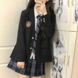 jk制服西装外套女秋冬季原创款学院风黑色，校供感小个子西服上衣女