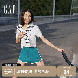 Gap女装夏季美式复古LOGO高腰法式圈织软卫裤590990休闲短裤