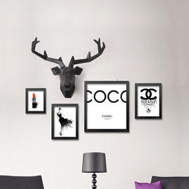 动物头背景墙上装饰品北欧简约客厅几何白色，鹿头壁挂件壁饰服装店