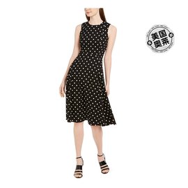 calvin klein女士 Sleeveless Polka Dot Wear to Work Dress bla