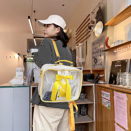 日系撞色透明痛包原宿少女可爱jk双肩，包学生(包学生，)斜跨娃娃外出手提书包