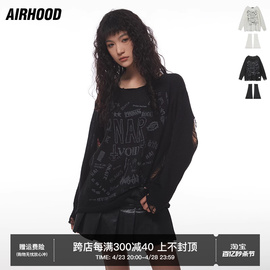 airhood美式初秋慵懒腿套镂空薄罩衫宽松辣妹，亚文化针织衫上衣女