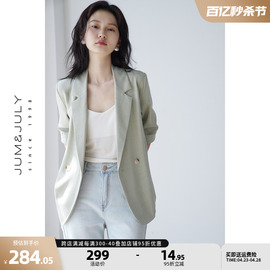 嘉茱莉2024夏季短袖，小西装外套女薄款西装，小个子宽松休闲西服