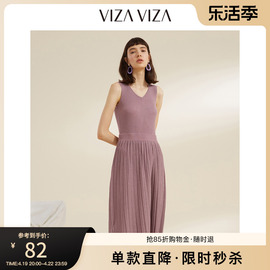 商场同款VIZA VIZA 冬季时尚打底无袖针织连衣裙