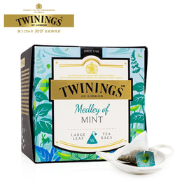 Twinings英国川宁大叶白金薄荷茶包15袋三角包花草袋泡茶