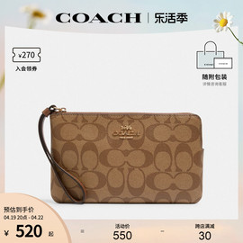 coach蔻驰奥莱款，小号女士pvc配皮印花手拿包手挽包6648