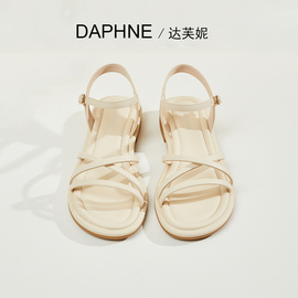 Daphne达芙妮 简约穿搭~百搭不累脚凉鞋女软底平跟防滑一字扣女鞋