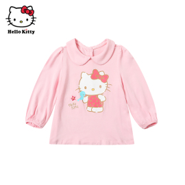 HelloKitty童装女童春秋娃娃领长袖T恤打底衫儿童莫代尔上衣