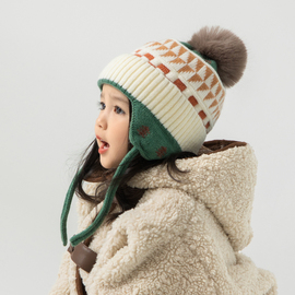 儿童帽子秋冬季宝宝毛线帽，时尚女童针织帽男童，护耳帽保暖防风冬天