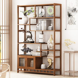博古架新中式家具摆件，多宝阁古董展示柜，非实木茶叶置物架仿古书架