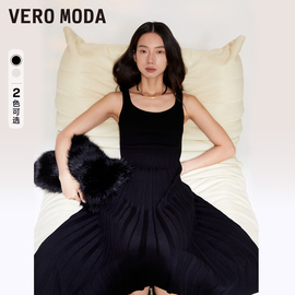 Vero Moda连衣裙2023秋冬优雅通勤收腰百褶无袖中长裙女