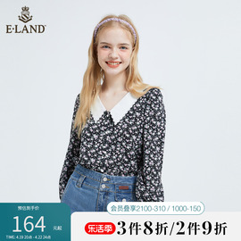 Eland衣恋气质森系甜美小碎花娃娃领衬衫女可爱上衣春夏款