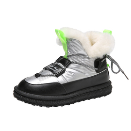 女童鞋冬季加绒学生雪地，靴防水冬款保暖大童面包鞋女孩大棉鞋防滑