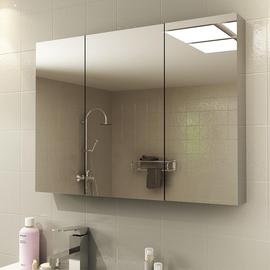 不锈钢浴室镜柜镜箱挂墙式卫生间镜面，柜带灯卫浴镜子带置物架定制