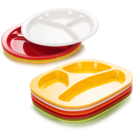 凯柏雅密胺快餐盘塑料商用仿瓷餐具幼儿园餐盘分格三格分隔分餐盘