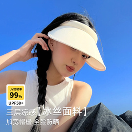 UV防晒帽女夏季防紫外线加大帽檐冰丝空顶帽户外骑车发箍式遮阳帽