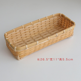手艺人手作竹制品竹编器皿长形收纳筐餐具筷子茶叶包小物(包小物)收纳盒