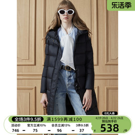 DKNY/唐可娜儿秋冬白鸭绒轻薄连帽中长款女装羽绒服黑色