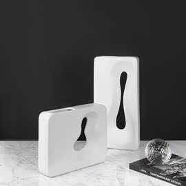 简约现代白色陶瓷创意几何镂空花瓶软装饰品摆件客厅玄关家居餐桌