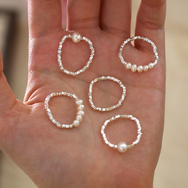 闪耀碎银子天然淡水珍珠戒指，指环925纯银，小众设计高级感轻奢气质