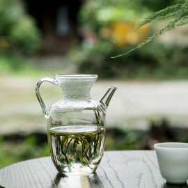 日式高硼硅耐热玻璃茶壶小号，绿茶花茶壶，仿宋执壶公道杯泡茶带滤网