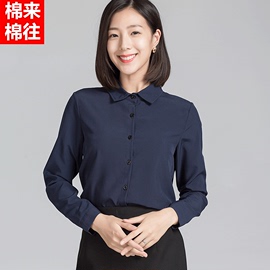 2023春夏宽松上衣大码打底白衬衫女长袖雪纺衫职业装衬衣