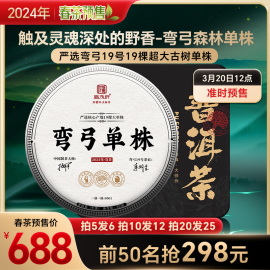 2024春茶弯弓单株19号茶农，李明生普洱古树单株茶饼357g