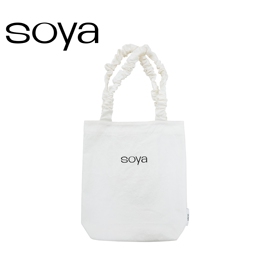 SOYA 进口盐缩棉面料厚实廓形微皱肌理立体刺绣logo白色环保袋