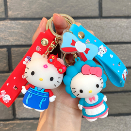 ins变装KT猫钥匙扣hello kitty硅胶公仔挂件情侣汽车包包挂饰