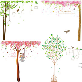 照片墙贴纸客厅卧室床头，背景墙壁贴纸创意绿树，相框相片装饰画墙贴