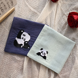手帕刺绣大熊猫纯棉出国留学中国特色礼物送老外手绢随身吸汗方巾
