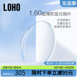 loho防蓝光镜片2片装1.60非球面镜片树脂，配近视眼镜定制眼睛度数