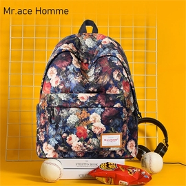 mr.acehomme双肩包女韩版，学院风印花中学生书包包背包电脑包男